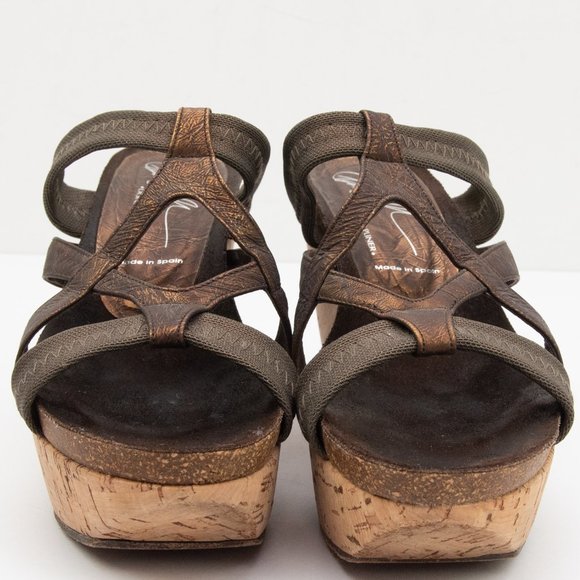 Donald J. Pliner Bethia Shoes  Cork Wedge Platform Metallic Bronze Size 8 - Picture 2 of 9